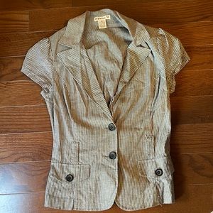 Pin Striped Short Sleeve Shirt Blazer